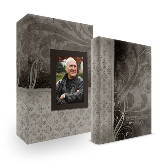Bookshelf Keepsake Box Register Book - Swirls Charcoal