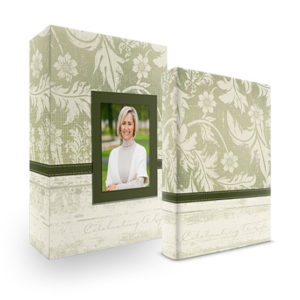 Bookshelf Keepsake Box Register Book - Floral Green